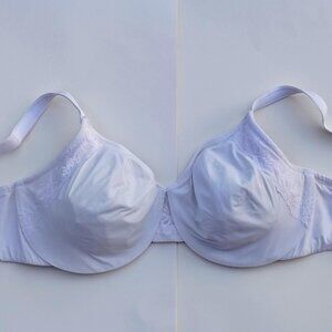42C Olga GI8961A Cloud 9 White 4 Hook Underwire Minimizer Full Coverage Lace